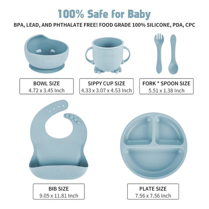 Juego Alimentacion Bebe Silicona Losecu 6 Piezas Seguro Y Practico