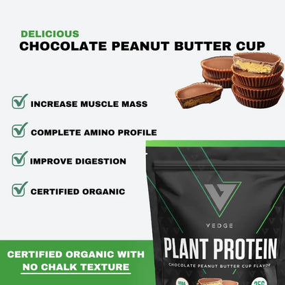 Proteína Vegana En Polvo Chocolate Mantequilla De Cacahuate 25 Porciones USDA Orgánica Sin Gluten