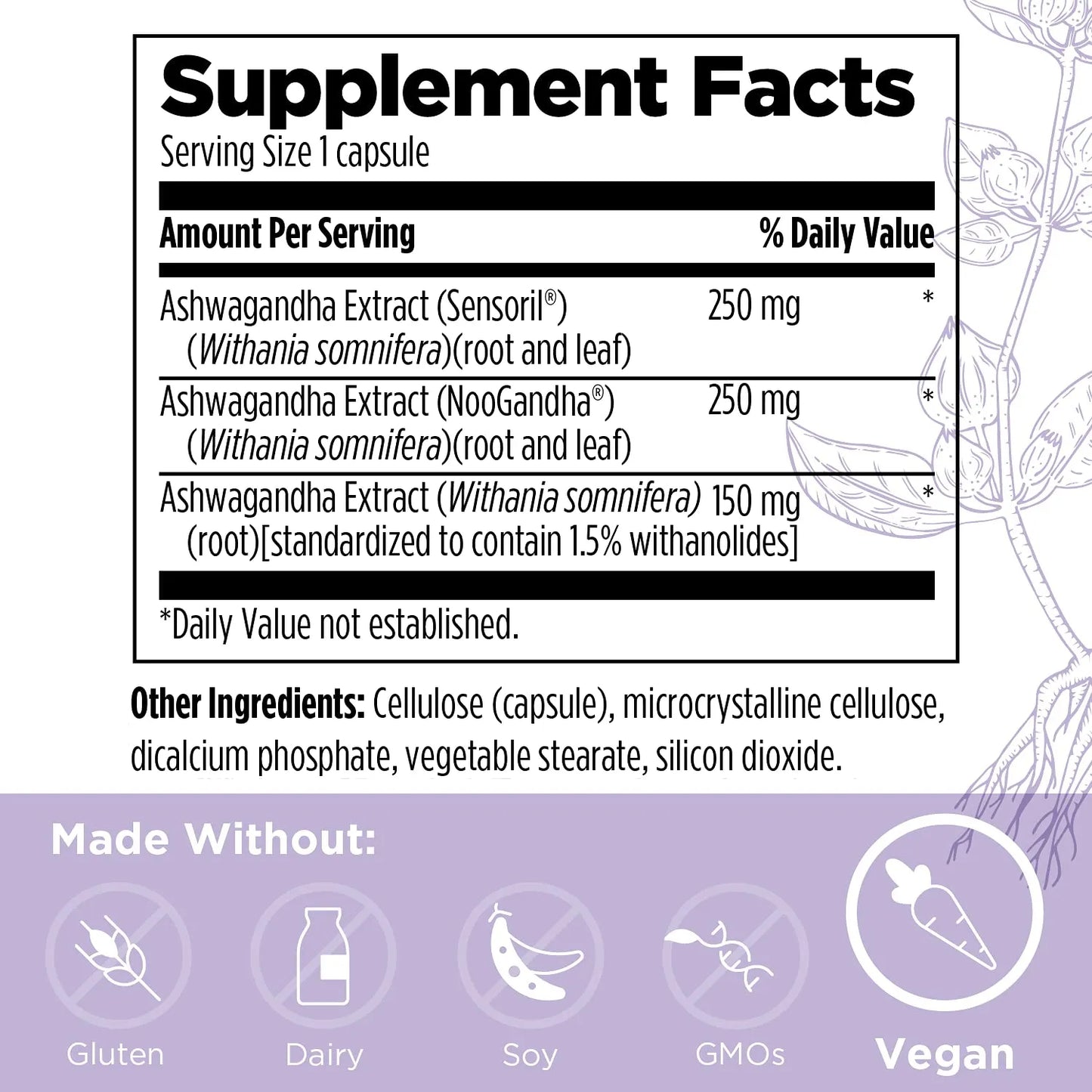 Extracto Triple Ashwagandha Trigandha 650 Mg Capsulas Veganas Con Sensoril Y Noogandha