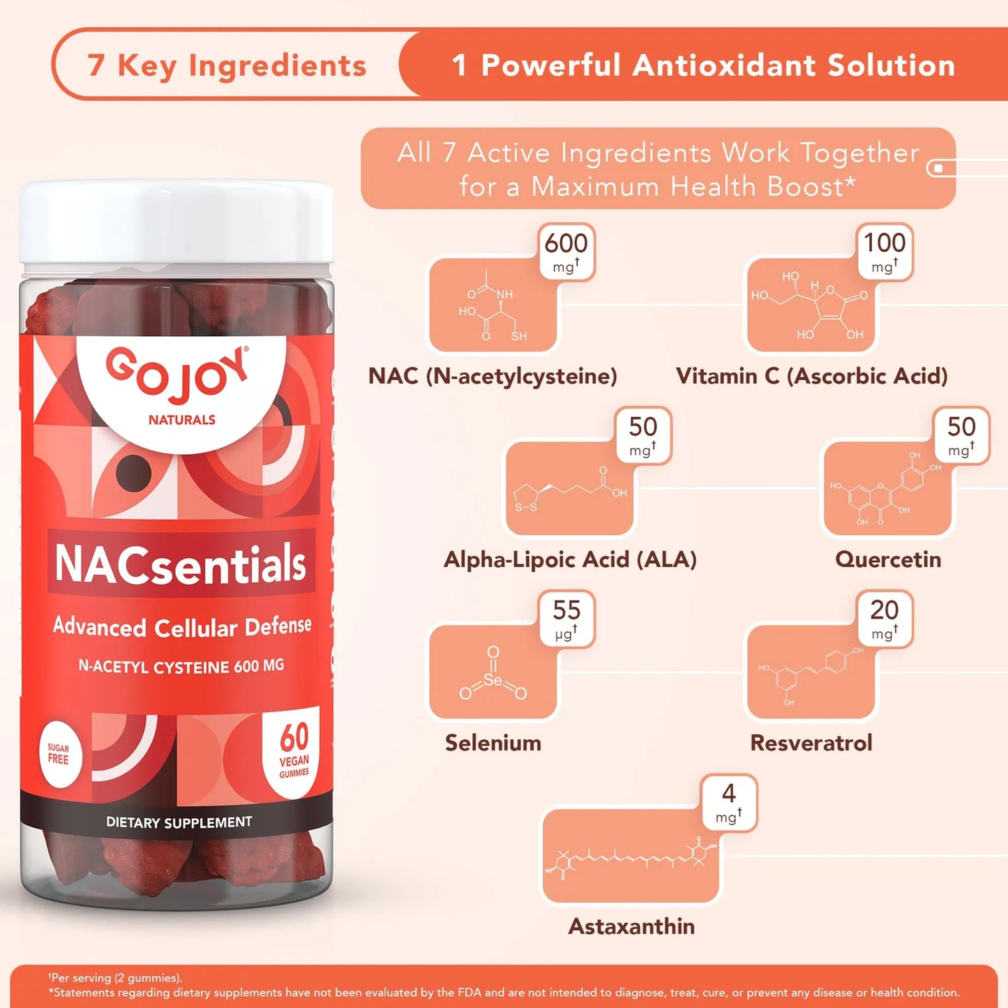Gomitas GOJOY NACsentials 600 Mg NAC Con Vitamina C Antioxidante Y Desintoxicante