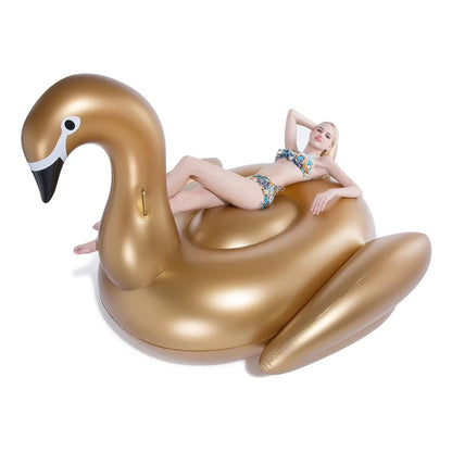 Jasonwell Cisne Inflable Gigante Para Piscina Flotador Dorado 2 Personas