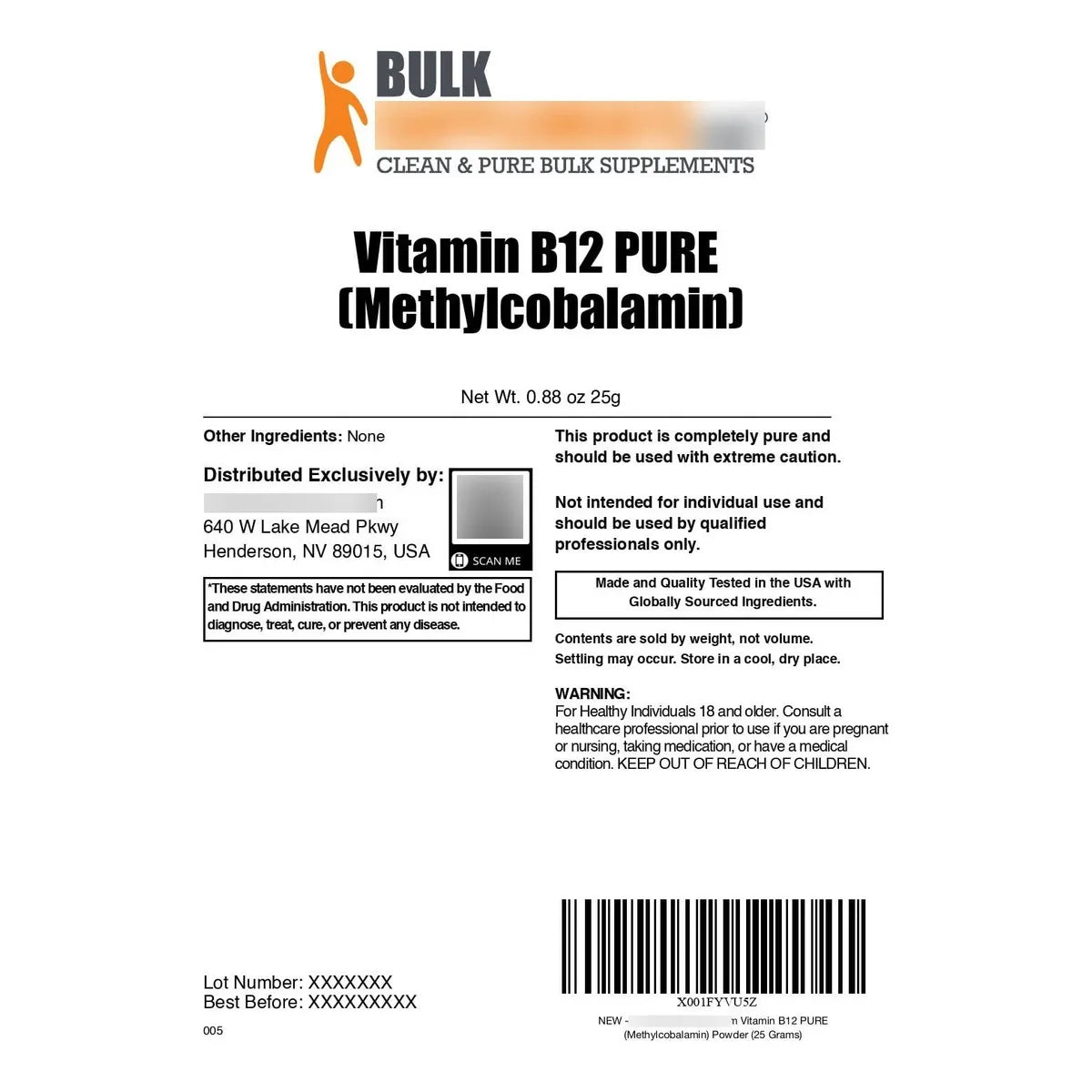 Vitamina B12 Metilcobalamina En Polvo Pura 25g Suplemento Energia Y Salud