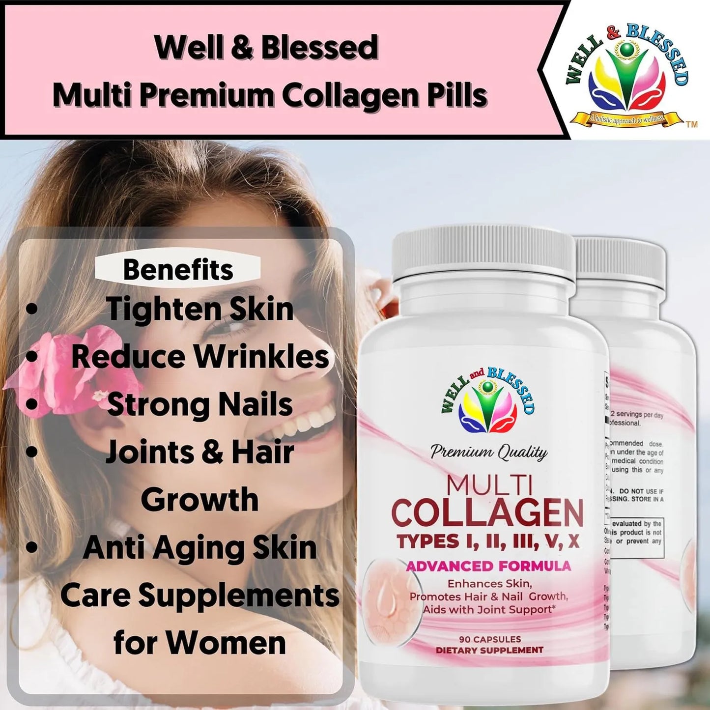 Colageno Multipremium Antiedad Piel Firme Cabello Uñas Fuertes 90 Capsulas