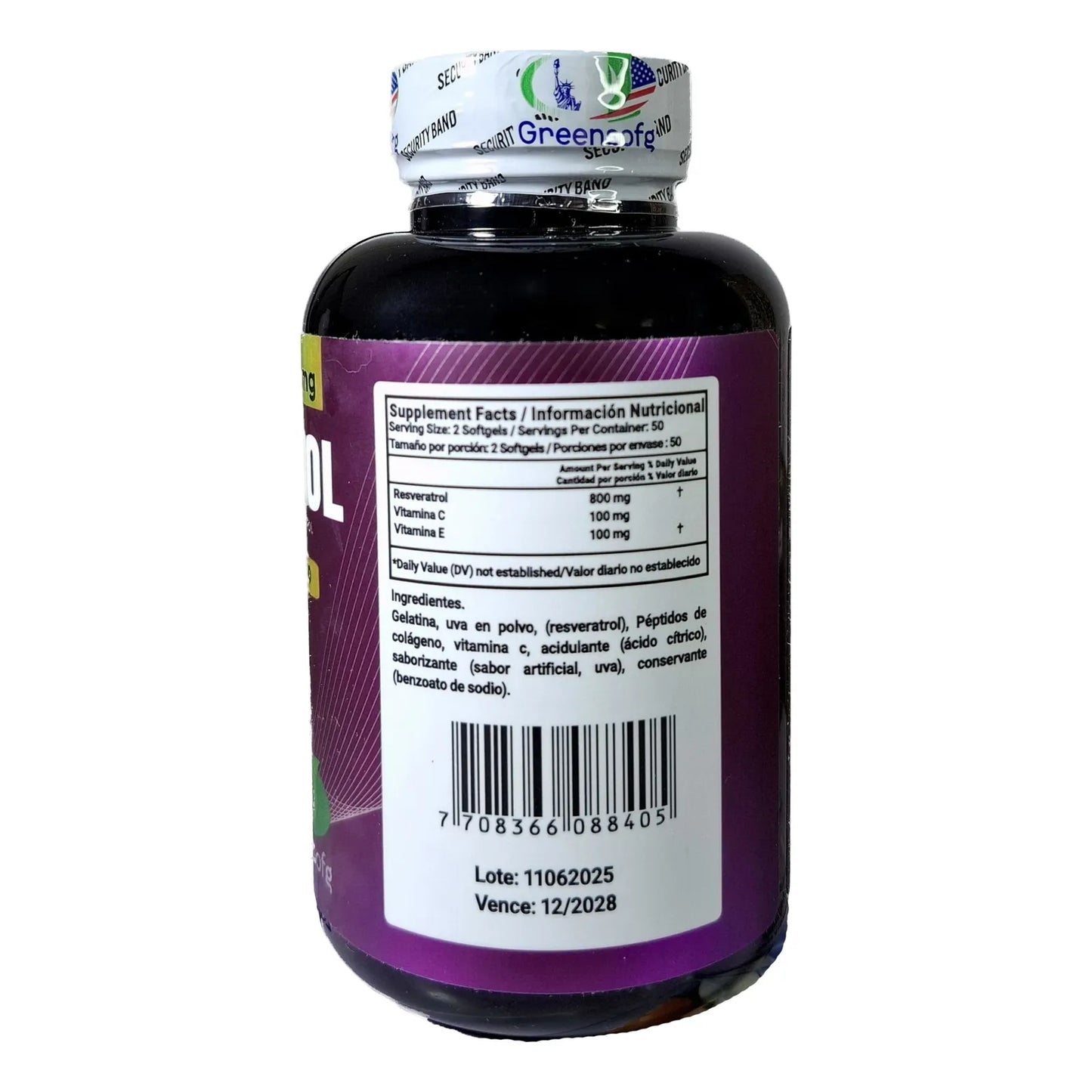 Resveratrol Americano Puro 1600 Con Peptidos De Colageno Original Sin Sabor - Imagen 3