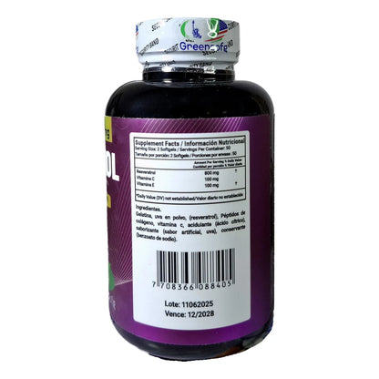 Resveratrol Americano Puro 1600 Con Peptidos De Colageno Original Sin Sabor - Imagen 3