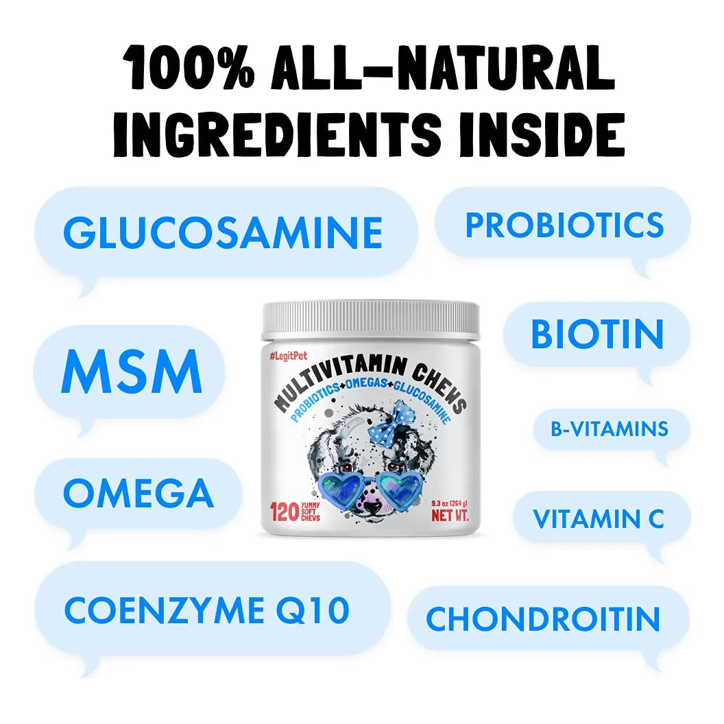 Vitaminas Masticables Para Perros Con Glucosamina Y Probióticos 120 Unidades