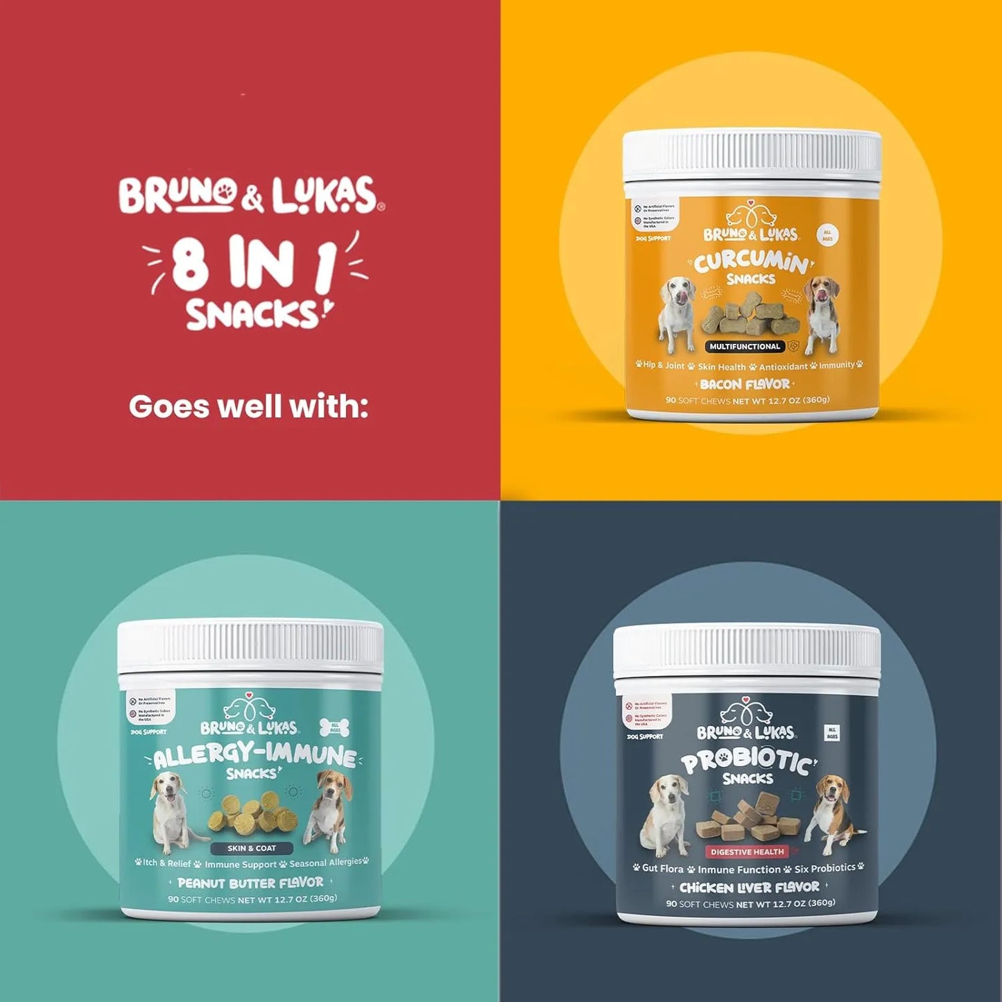 Multivitaminas Para Perros 8 En 1 Con Glucosamina Y Omega Sabor Salmon