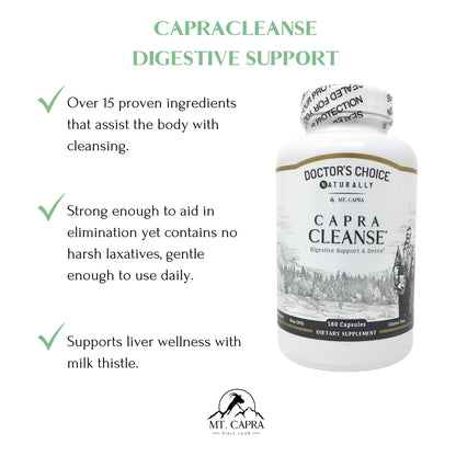 CapraCleanse Mt Capra Limpieza Intestinal 180 Capsulas Fibra Natural Sin Omg