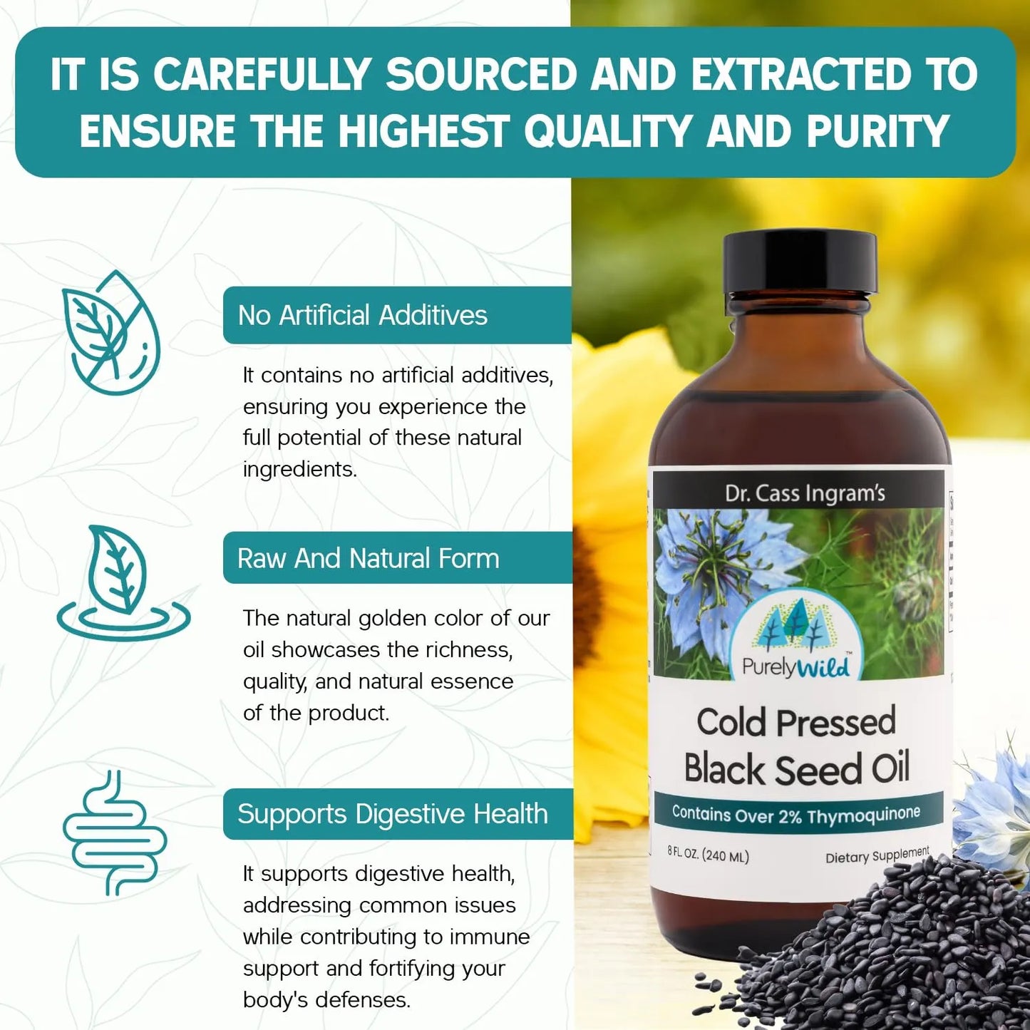 Aceite De Semilla Negra 100 Prensado En Frio Apoyo Inmune Y Salud