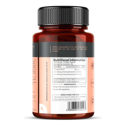 Omega 3 Triple Fuerza 1000 Mg 180 Capsulas Suministro Para 6 Meses