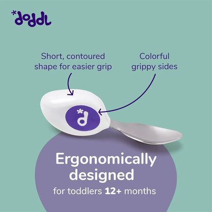 Set Cubiertos Niños 12 Meses Doddl Cuchara Tenedor Ergonómico Alimentación Autónoma