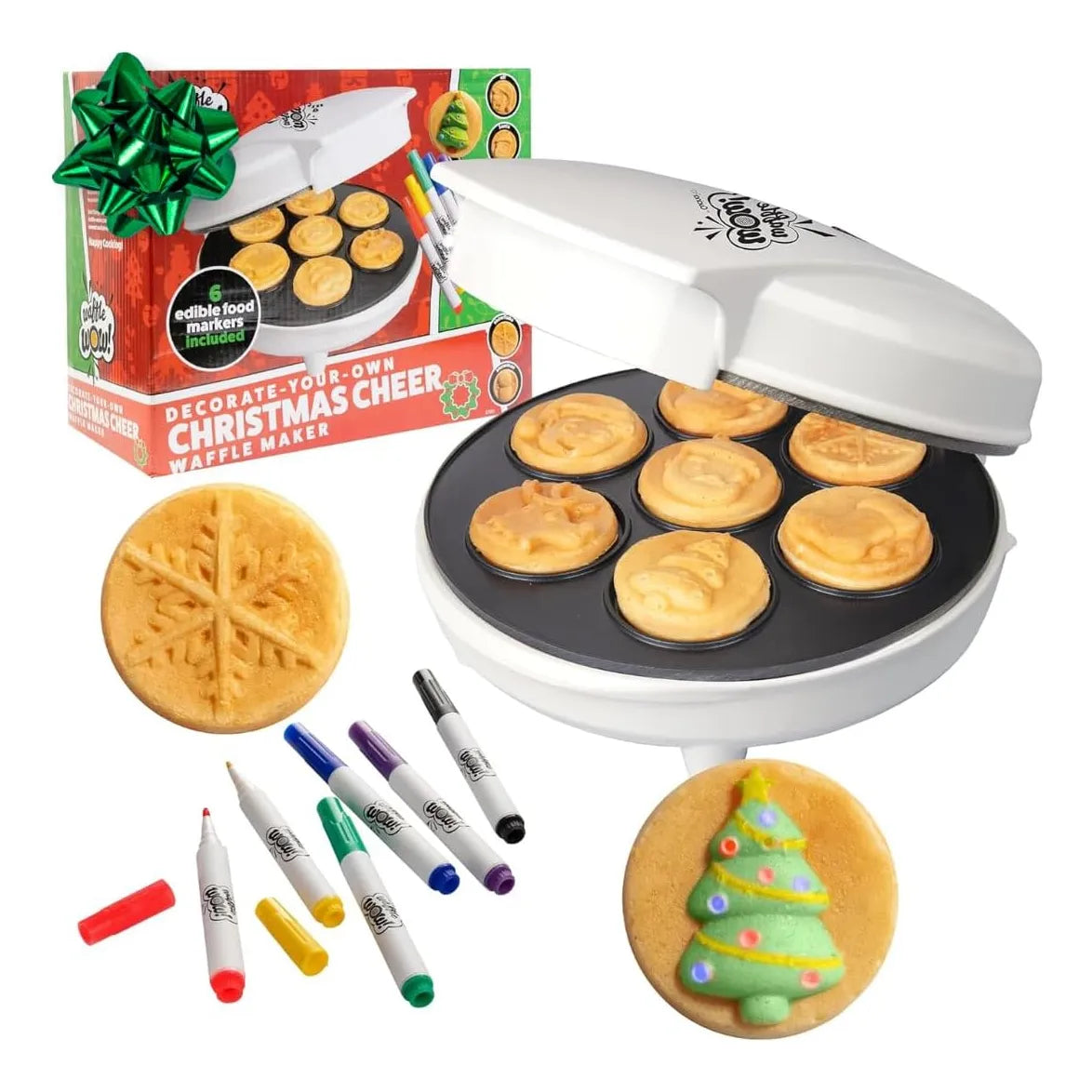 Wafflera Figuras Navideñas Con 6 Marcadores Comestibles Diversión Familiar
