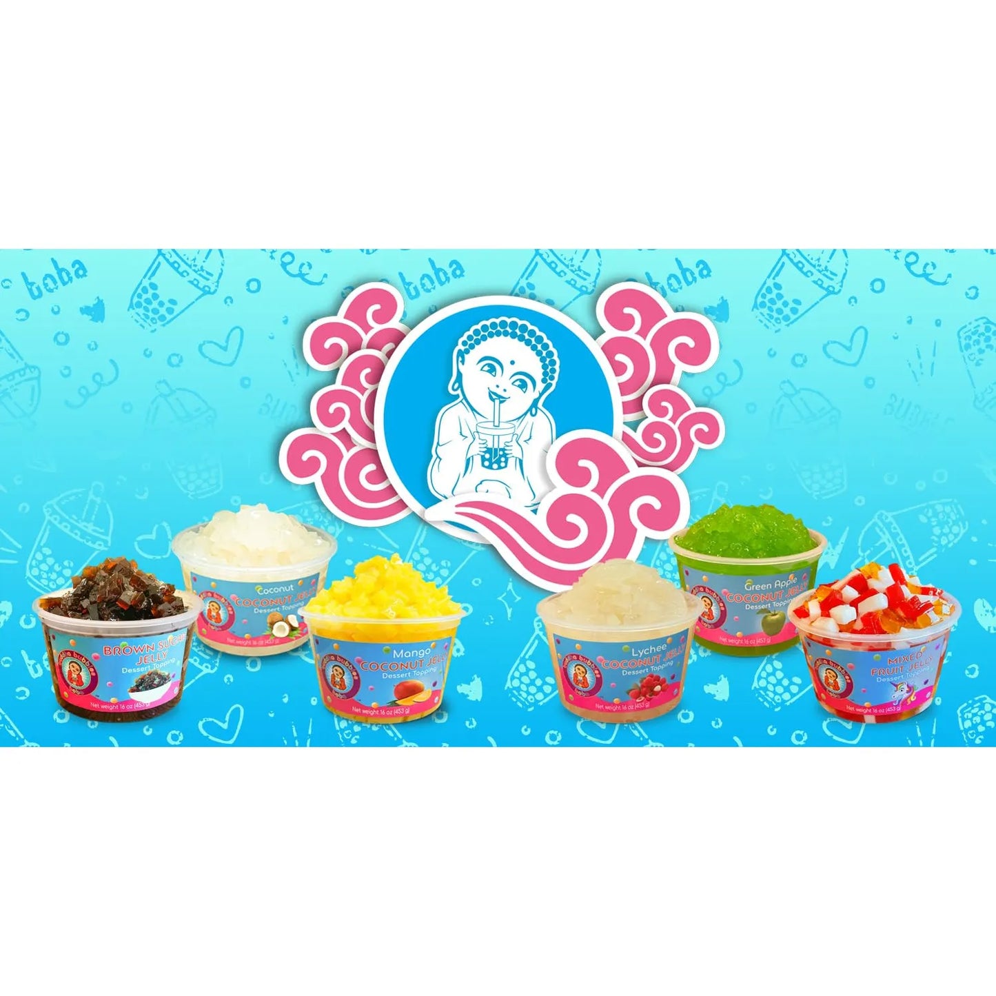 Topping Coco Jelly Sabor Fresa Para Postres Y Bebidas 1 Libra