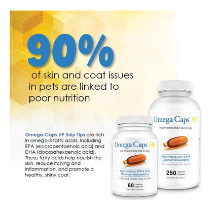 Omega Caps HP Puntas De Corte Para Perros Medianos Grandes 250 Cápsulas Con Omega 3