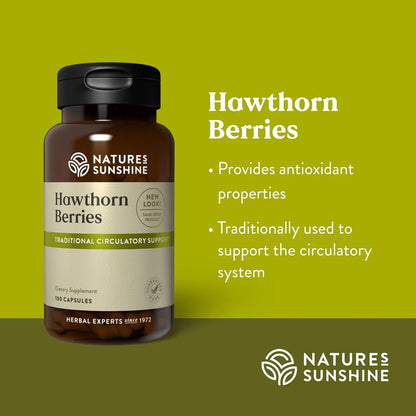 Bayas De Espino 100 Capsulas Apoyo Circulatorio Y Funcion Cardiaca Nature's Sunshine