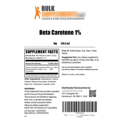 Polvo De Betacaroteno 1 Kg Suplemento Para Visión Y Piel Saludable