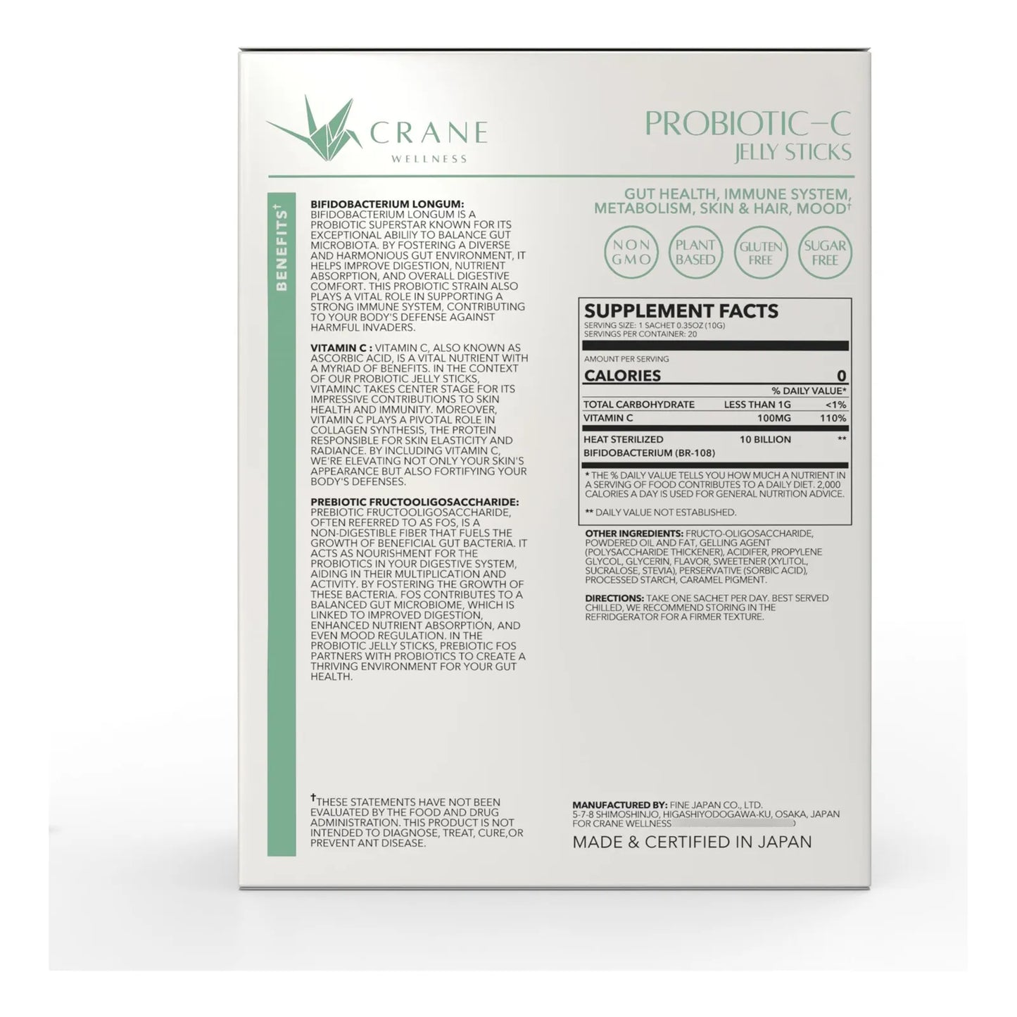 Jelly Sticks Probioticos Bifidobacterium Con Vitamina C Sabor Delicioso Vegano