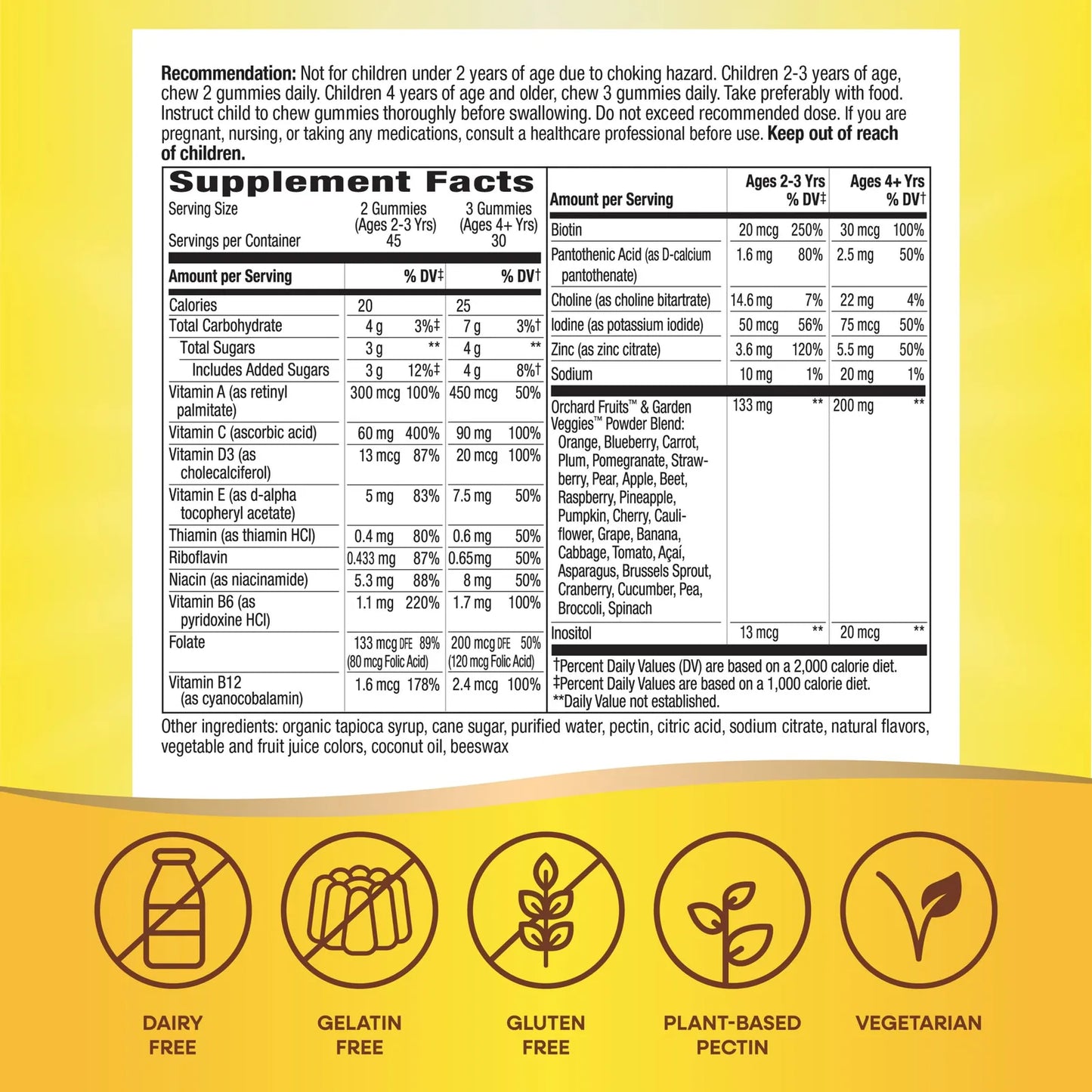 Gomitas Multivitamínicas Premium Para Niños Sabor Frutas 90 Unidades Sin Gluten