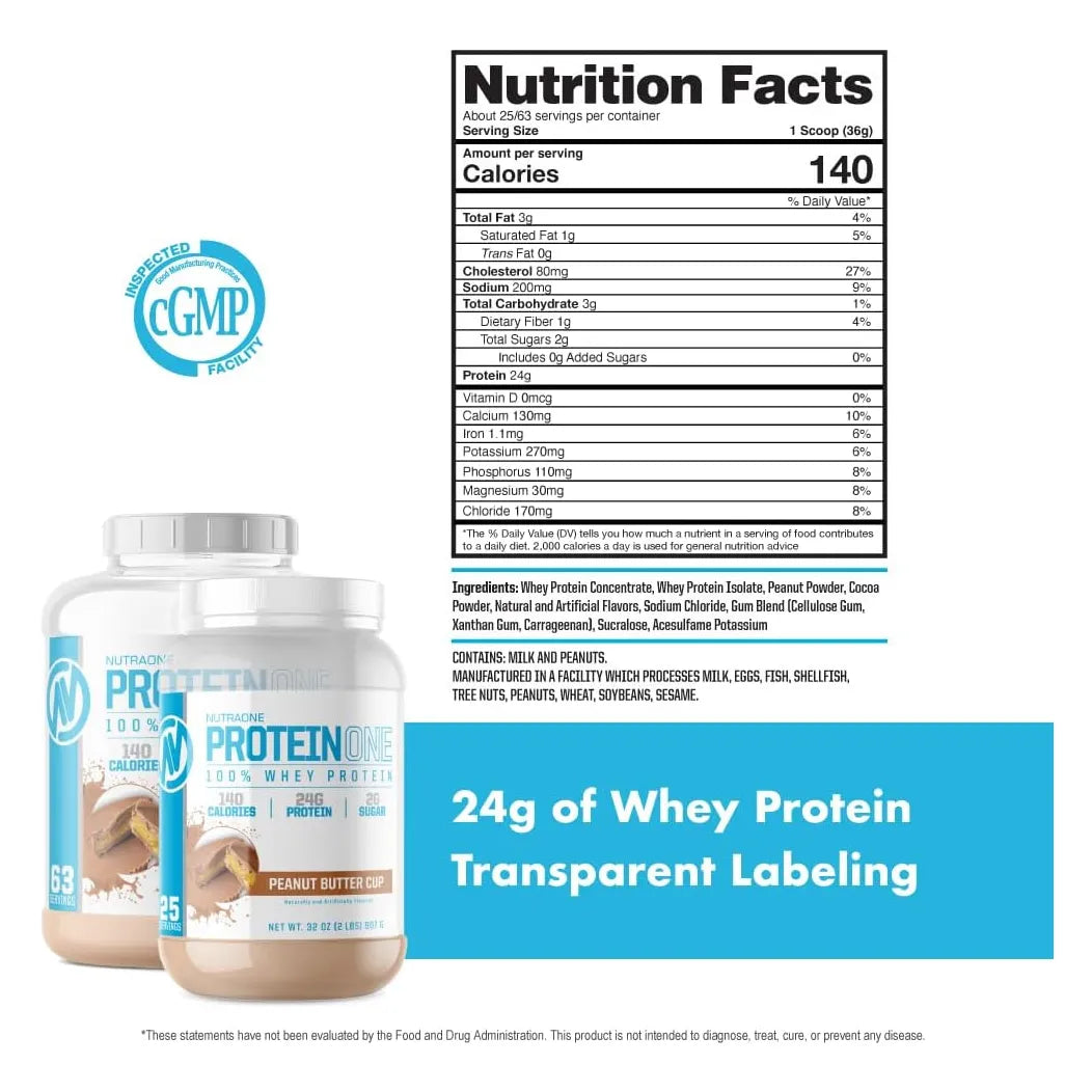 Batido En Polvo De Proteína De Suero Chocolate PB 900 Gramos NutraOne ProteinOne
