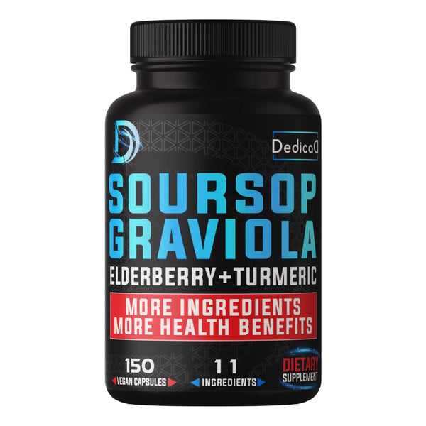 Capsulas De Guanabana Graviola 11 En 1 Con Sauco Curcuma Y Jengibre 150 Unidades