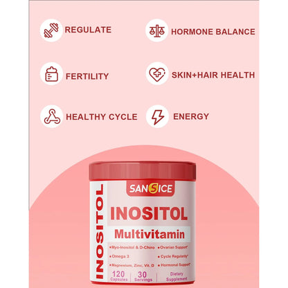 Cápsulas Multivitamínicas De Inositol 2000 Mg Mioinositol Y 50 Mg DChiro Inositol 40 1 Para Salud Femenina 120 Cápsulas