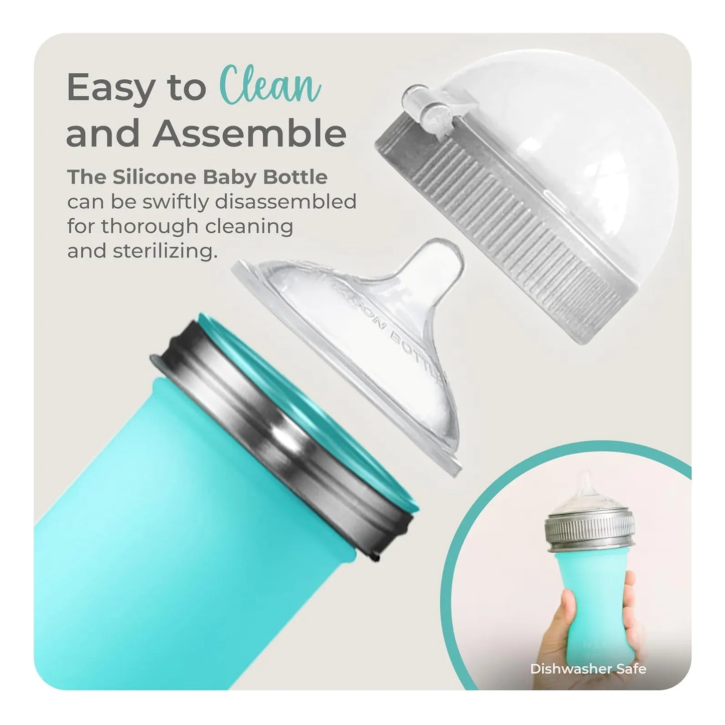 Biberón De Silicona Mason Bottle Pezón Similar Al Pecho Flujo Medio Sin BPA
