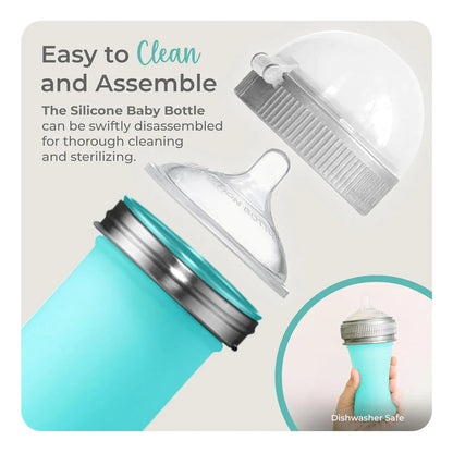 Biberón De Silicona Mason Bottle Pezón Similar Al Pecho Flujo Medio Sin BPA
