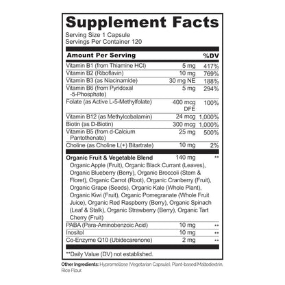 Complejo B Premium 120 Capsulas Con Vitaminas Activas Y Blend Organico