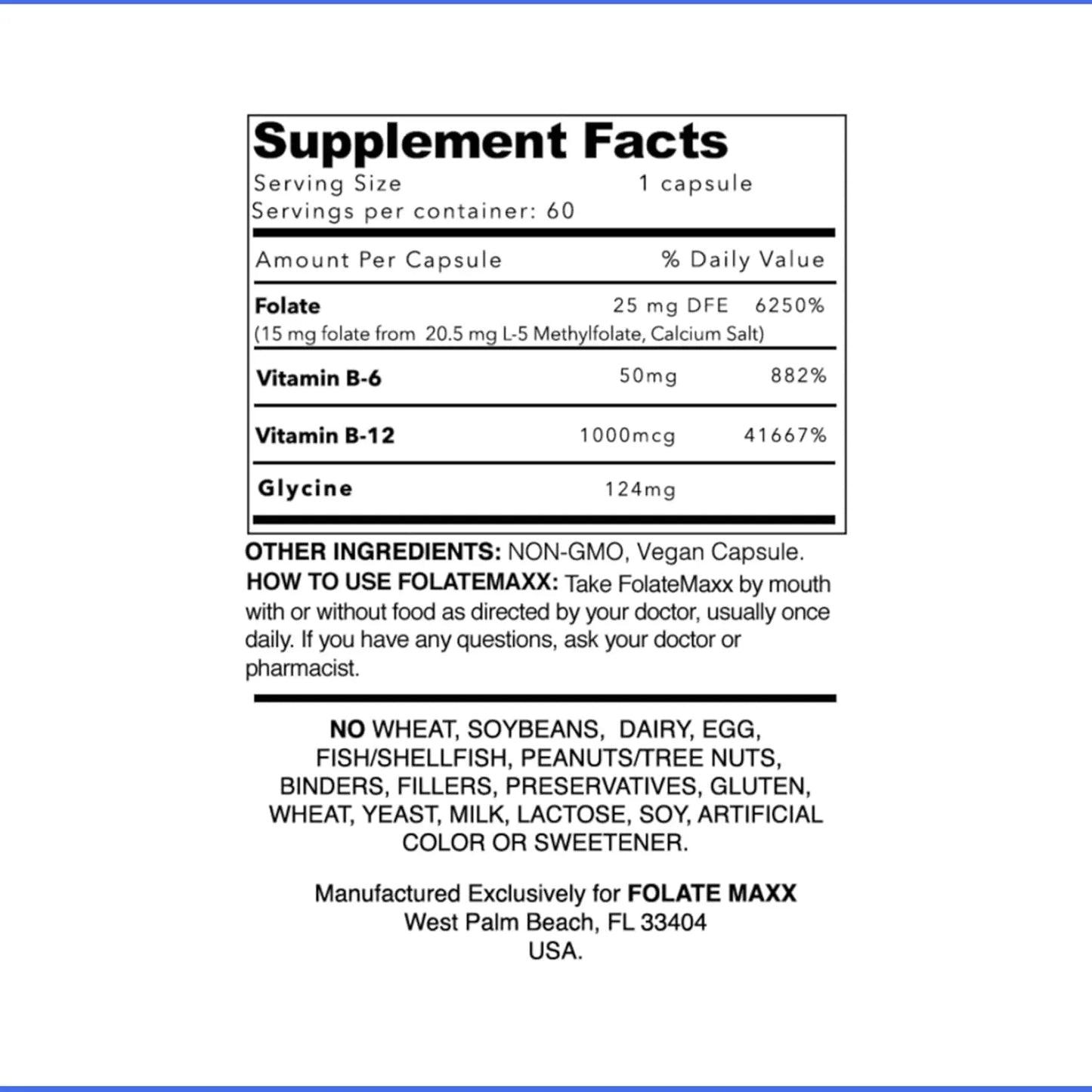 FolateMaxx L Metilfolato B12 Metilcobalamina B6 15 Mg 60 Capsulas Complejo B Activo