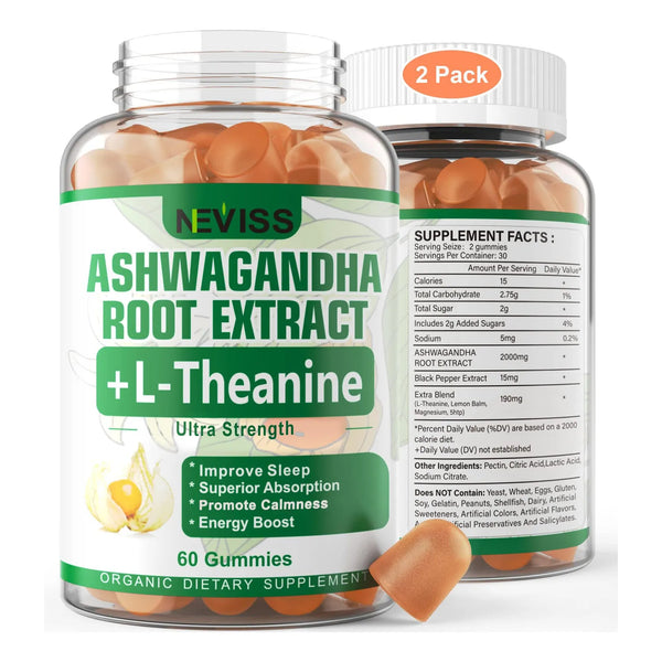 Gomitas Ashwagandha 2000 Mg Con L Teanina Y 5 HTP Para Relajación Y Sueño Reparador