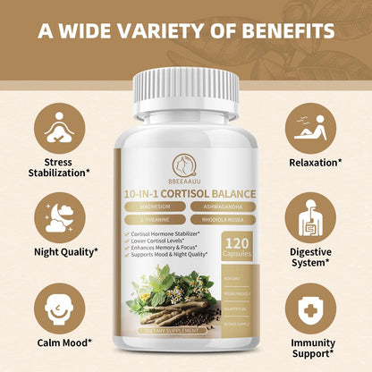 Suplemento Reductor De Cortisol Con Magnesio Ashwagandha Y Rhodiola 120 Capsulas