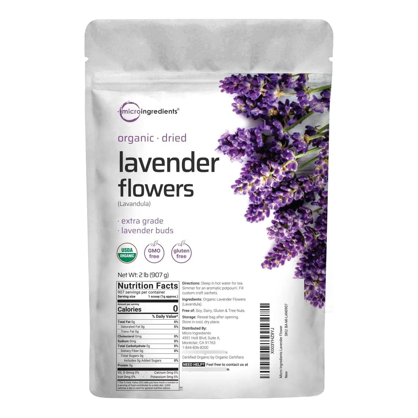 Flores De Lavanda Secas Orgánicas 907 Gramos Para Té Y Fragancia