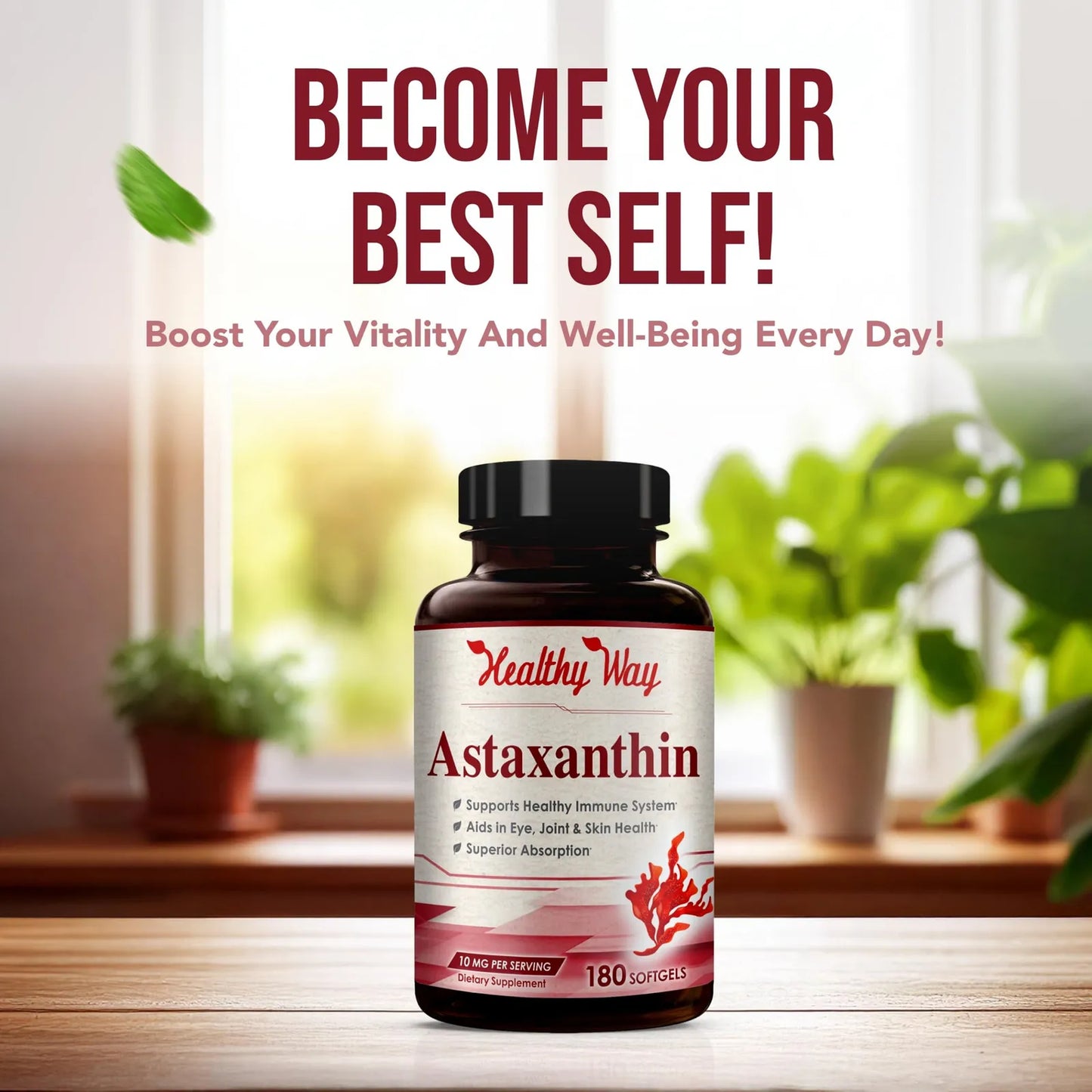 Astaxantina 10mg 180 Capsulas Antioxidante Poderoso Piel Y Vision