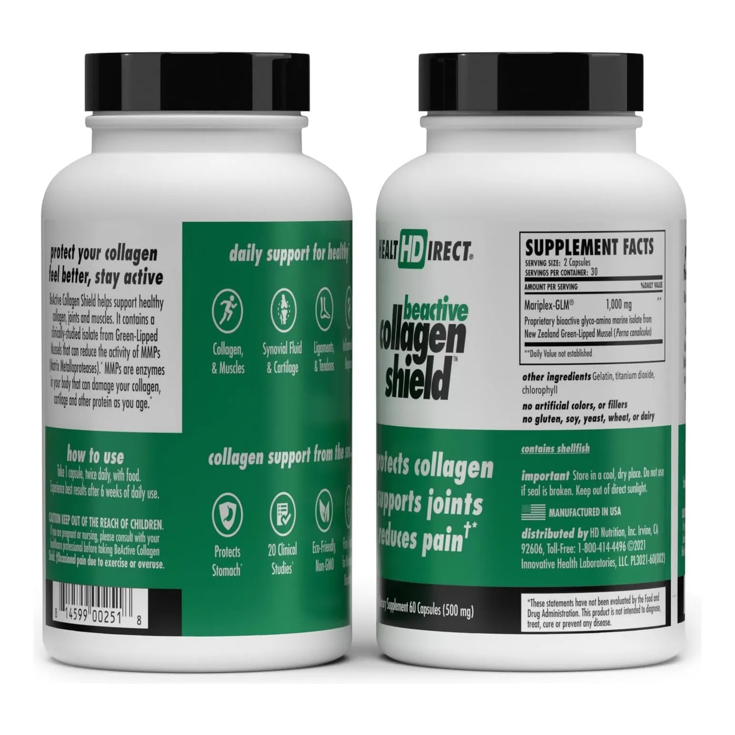 Capsulas Beactive Collagen Shield 60 Unidades Suplemento Colageno Piel Articulaciones