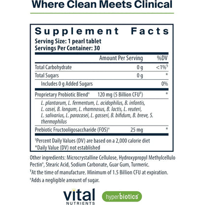 Probiótico 15 Cepas Hyperbiotics Vital Nutrients Apoyo Digestivo E Inmunológico