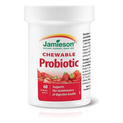 Probióticos Masticables De Fresa 60 Comprimidos Para Digestión E Inmunidad