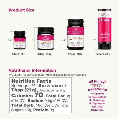 Miel De Manuka Pura UMF 20+ Envase Exprimible 500 G Importada