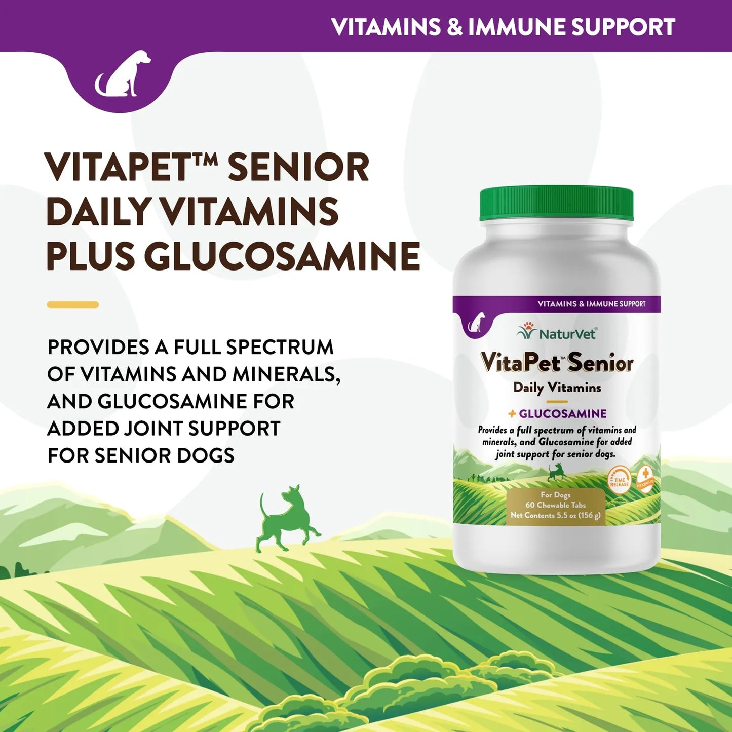 VitaPet Vitaminas Diarias Para Perros Mayores Con Glucosamina 60 Tabletas