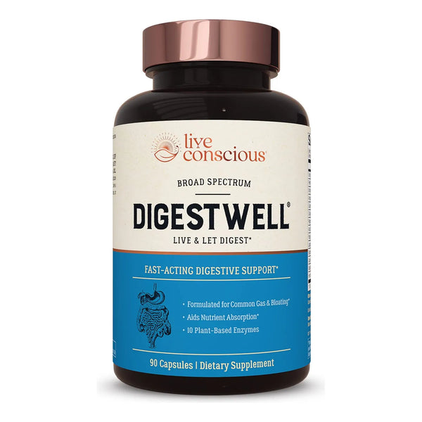 DigestWell Apoyo Digestivo Con Enzimas Probióticos Y Hierbas 90 Cápsulas
