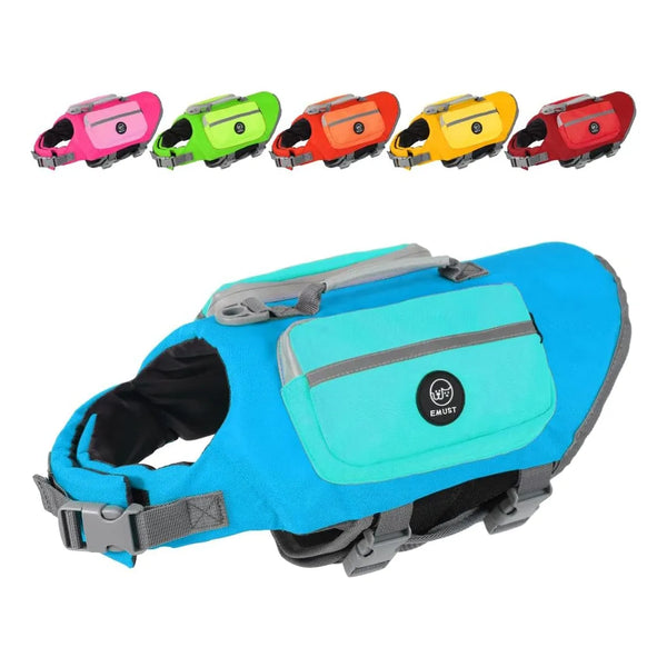 Chaleco Salvavidas Para Perros Grandes Con Asas De Rescate EMUST Azul Talla L