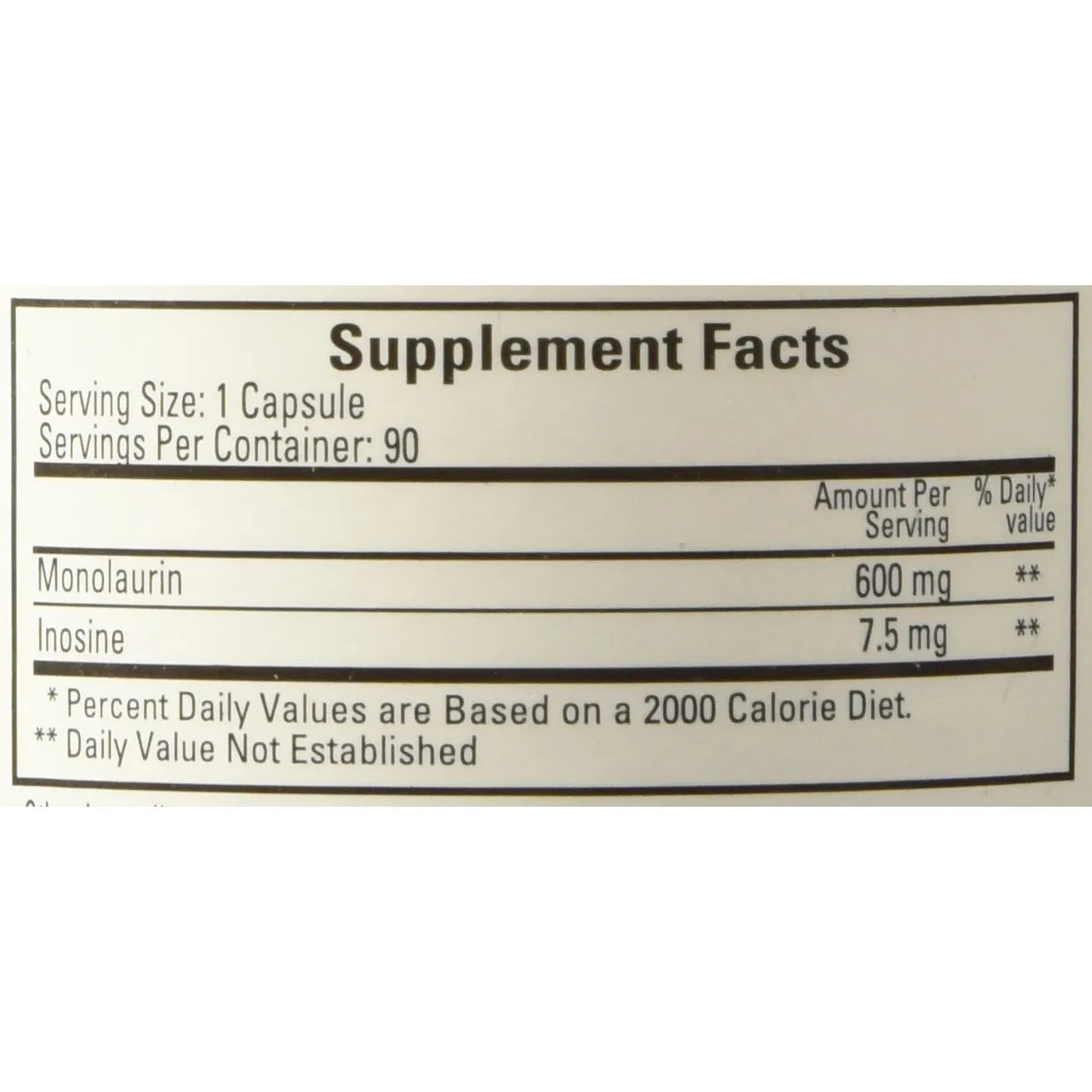 Monolaurina 600mg 90 Capsulas Suplemento Digestivo E Inmunologico