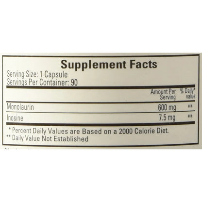 Monolaurina 600mg 90 Capsulas Suplemento Digestivo E Inmunologico