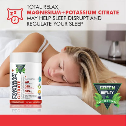 Citrato De Magnesio Y Potasio 60 Cápsulas Veganas Premium Alta Absorción