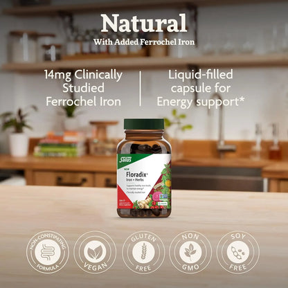 Floradix Hierro Y Hierbas 120 Capsulas Suplemento Energético Vegano