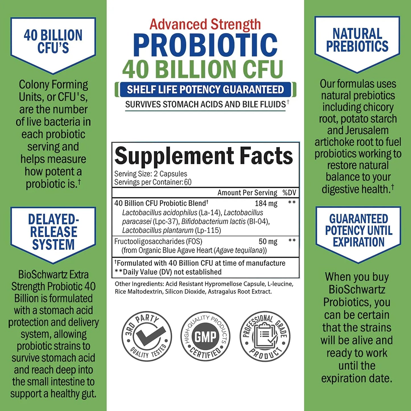 Probiotico 40 Billones Ufc Con Astragalo Y Lactobacillus Acidophilus Para Digestión E Inmunidad