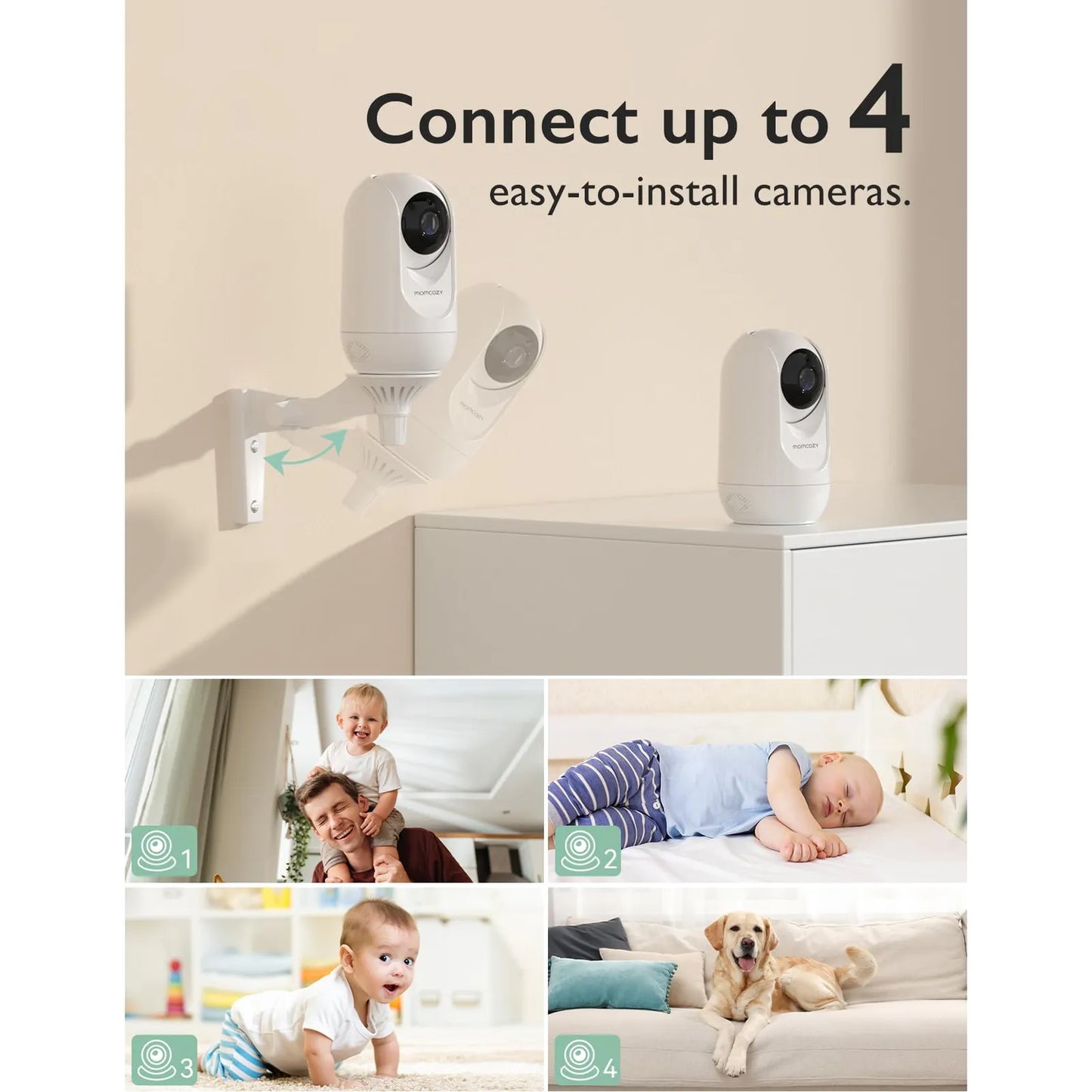 Camara Complementaria Monitor Bebe HD 1080p Zoom Panoramica Facil Emparejamiento