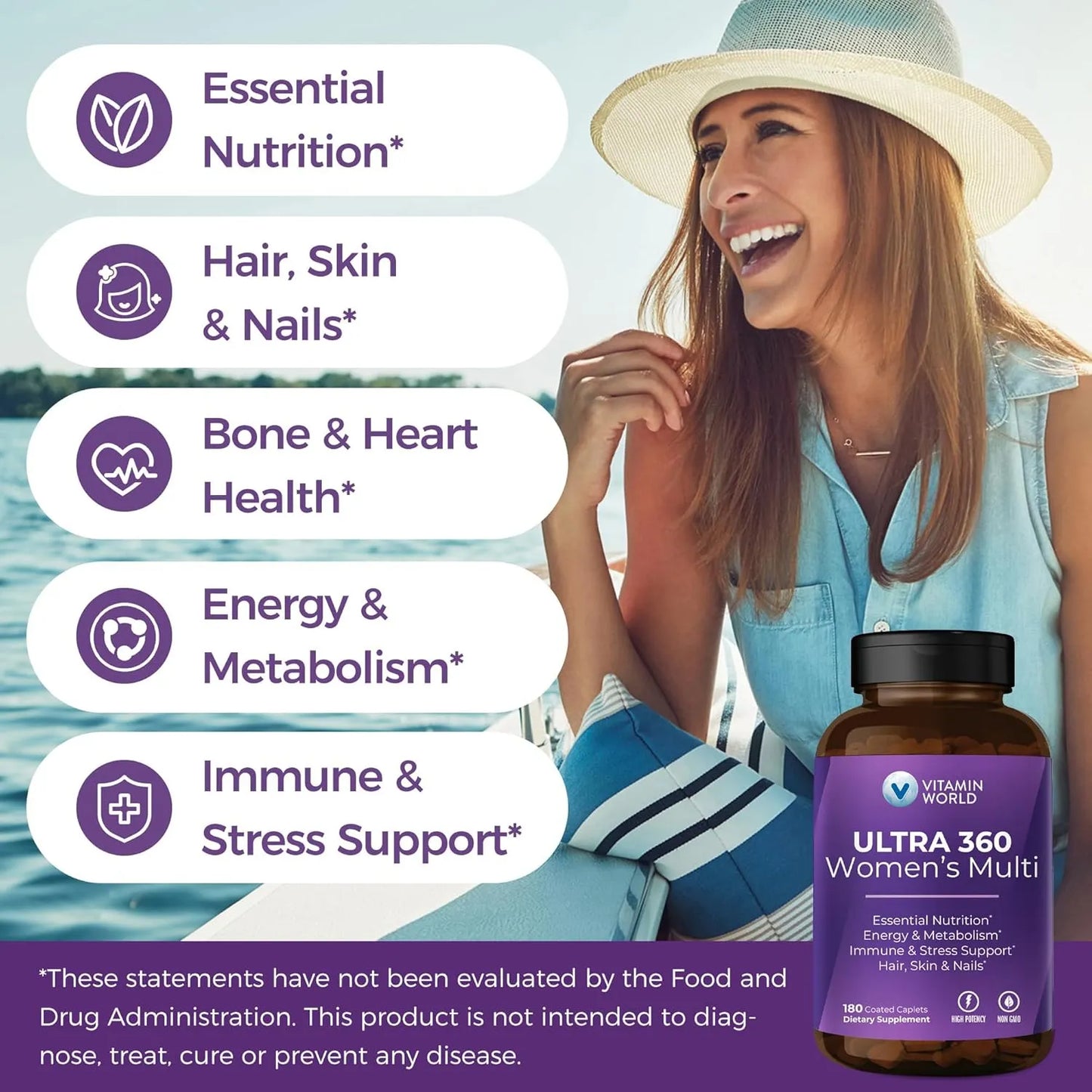 Multivitaminico Ultra 360 Mujeres Colageno Hierbas Vitamin World Energia Piel Cabello