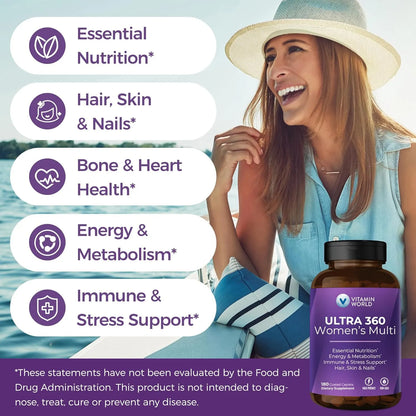 Multivitaminico Ultra 360 Mujeres Colageno Hierbas Vitamin World Energia Piel Cabello