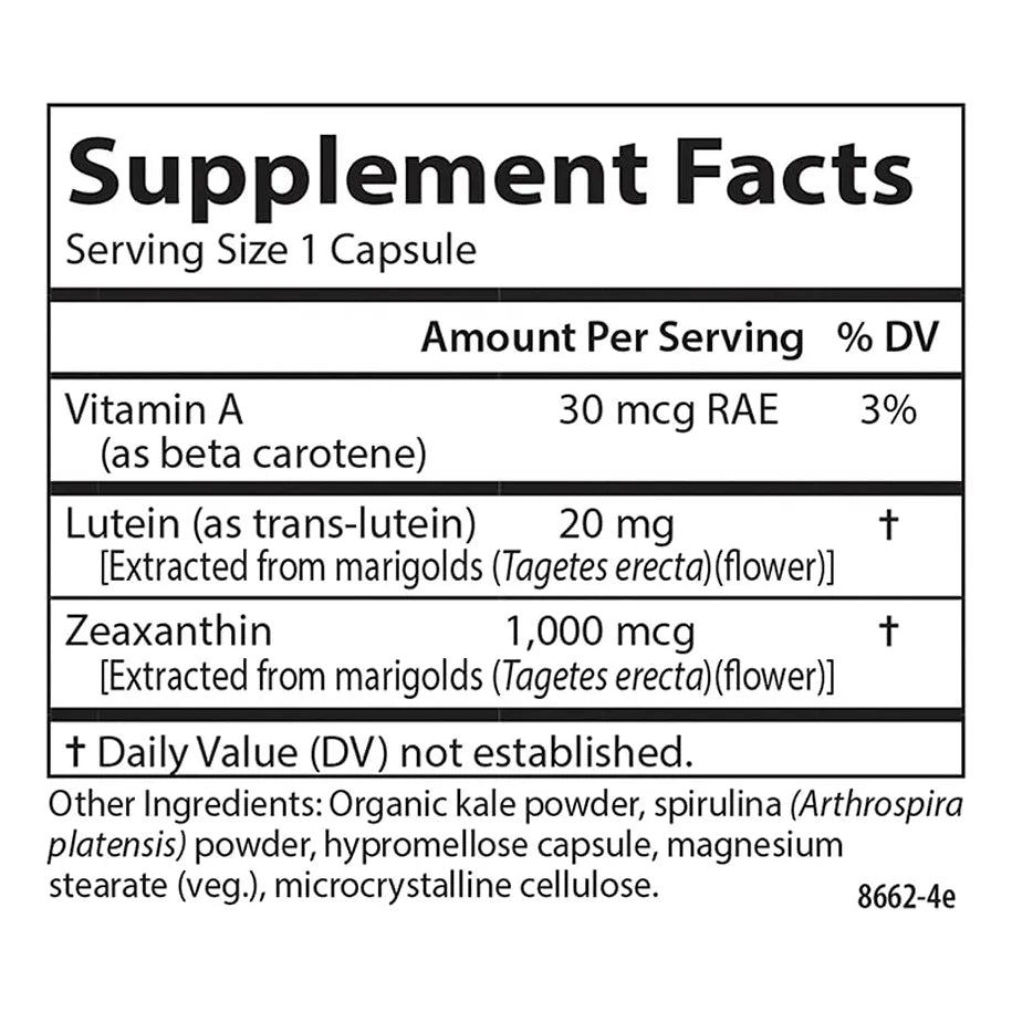 Luteina Y Verduras 20 Mg 180 Capsulas Soporte Vision Antioxidante
