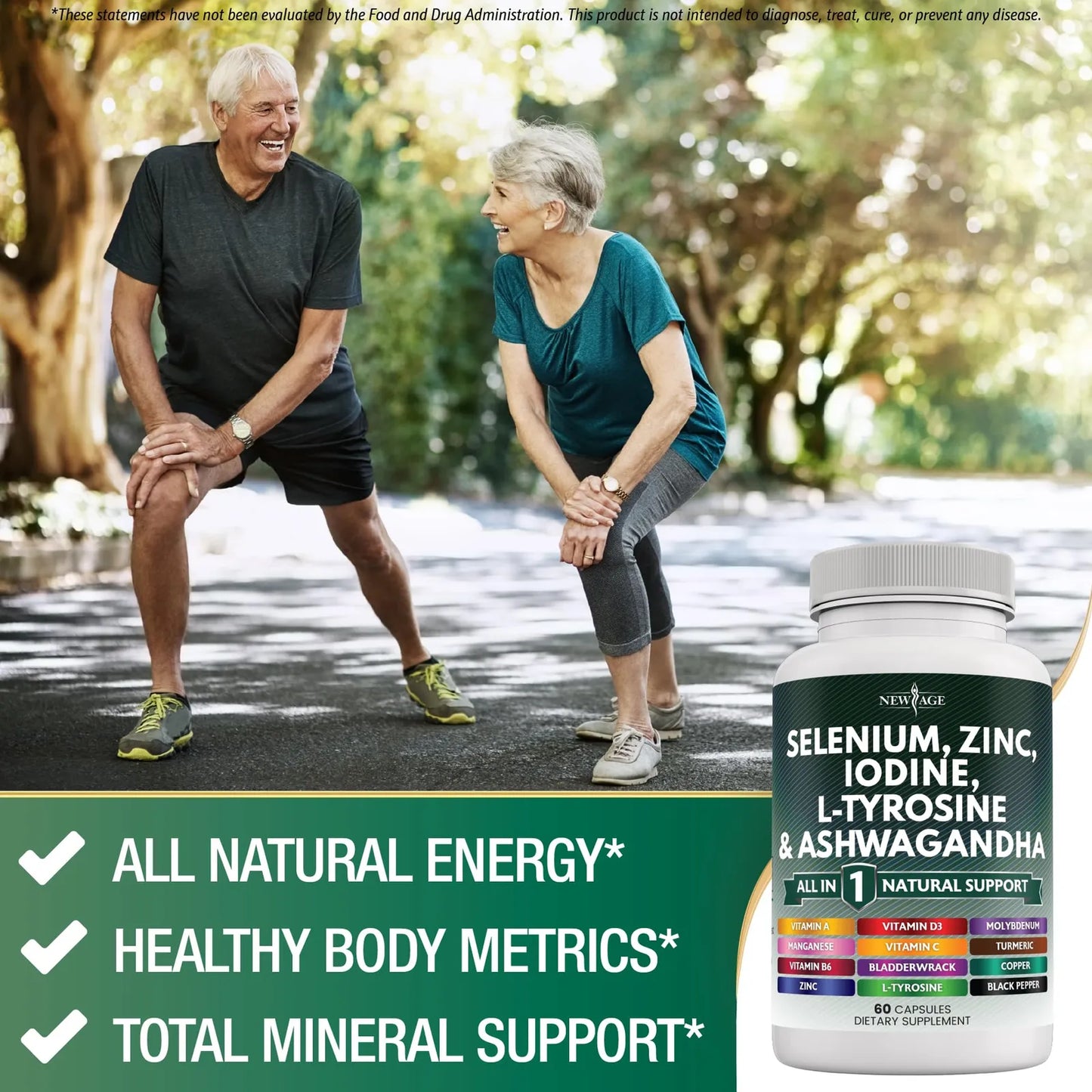 Suplemento Tiroideo Premium Selenio 300mcg Zinc 50mg Yodo 500mcg Con Ashwagandha Y L Tirosina 120 Cápsulas